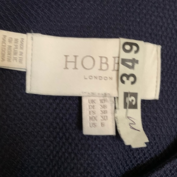 SIZE M HOBBS LONDON TEXTURED NAVY CROPPED BLAZER JACKET 3/4 SLEEVE - Picture 11 of 12